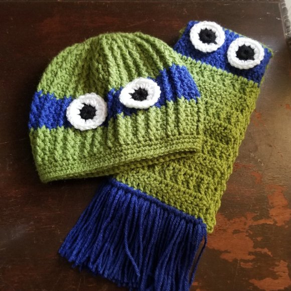 Other - Hand Crocheted Ninja Turtle Beanie Hat and Scarf